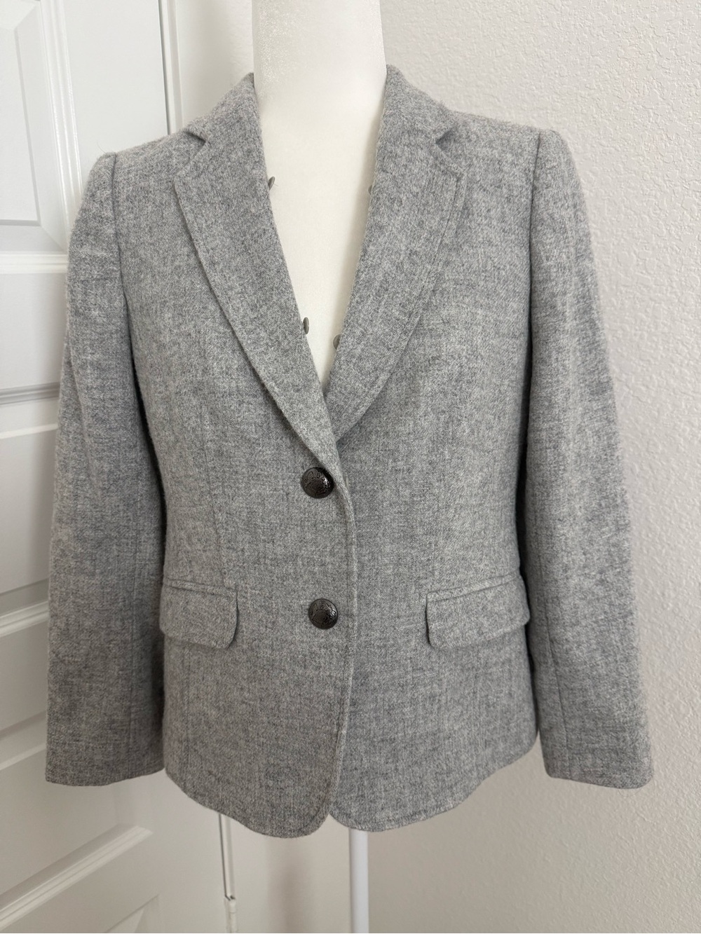 NWT Talbots Light Gray Tailored Wool-Blend Blazer Sz 6P